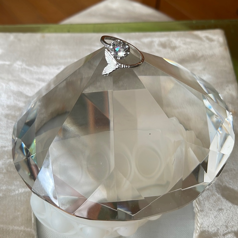 Silvertone gem ring